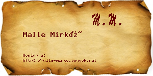 Malle Mirkó névjegykártya
